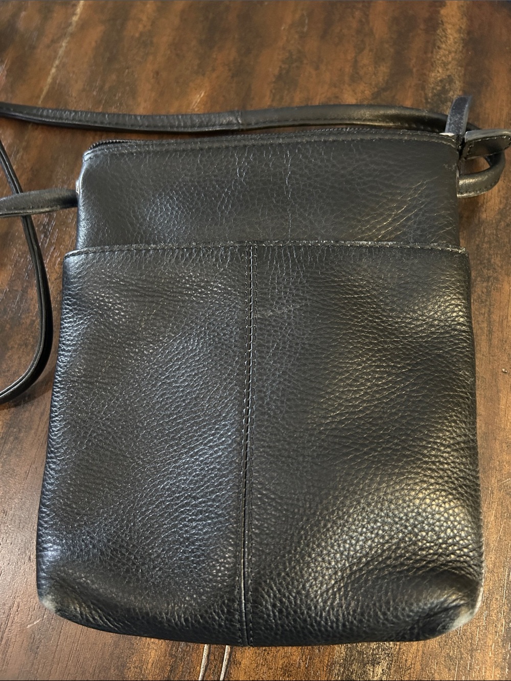Brand Unknown Black Pebbled Leather Crossbody Bag